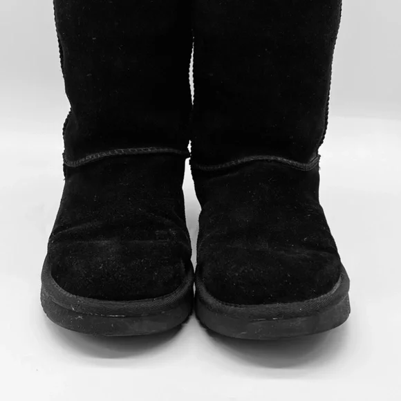 Koolaburra by UGG Black Leather Suede Calf Boots Y2K Faux Fur Lined Women Size 7 - Picture 3 of 14